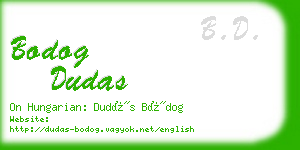 bodog dudas business card